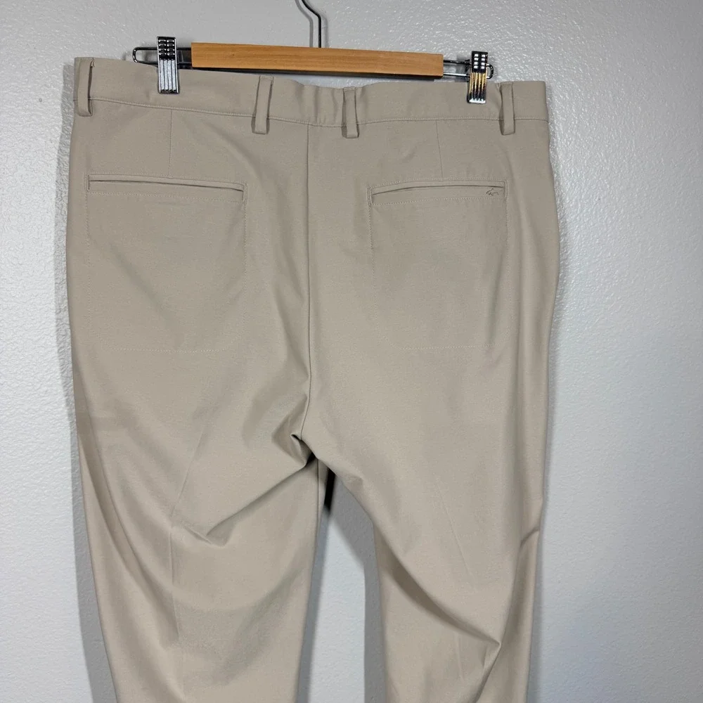 Greg Norman Golf Pants Mens 36x34 Khaki Performance Stretch Flat Front Trousers